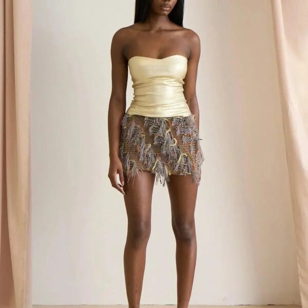 Luciana – Teksturowane frędzle – Spódnica z falbanami