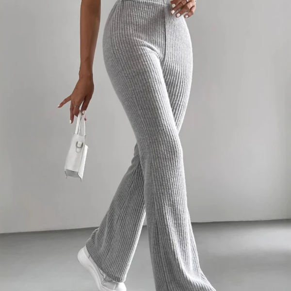 Mirelluna – Prążkowana tekstura – Rozszerzane spodnie lounge