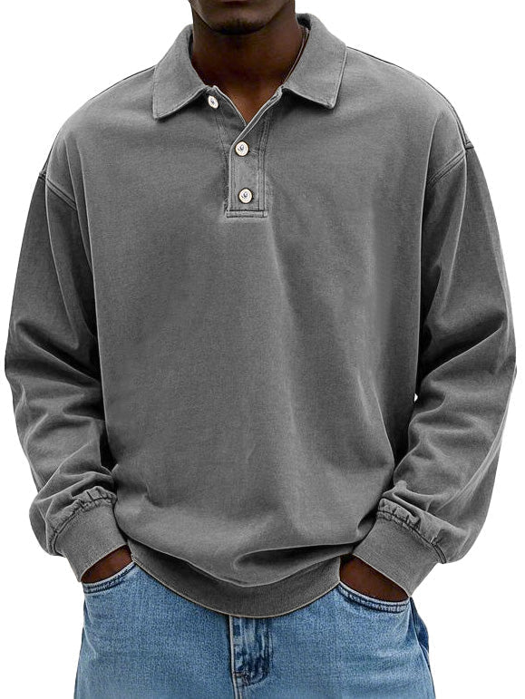Product image showing an elegant long-sleeved polo shirt